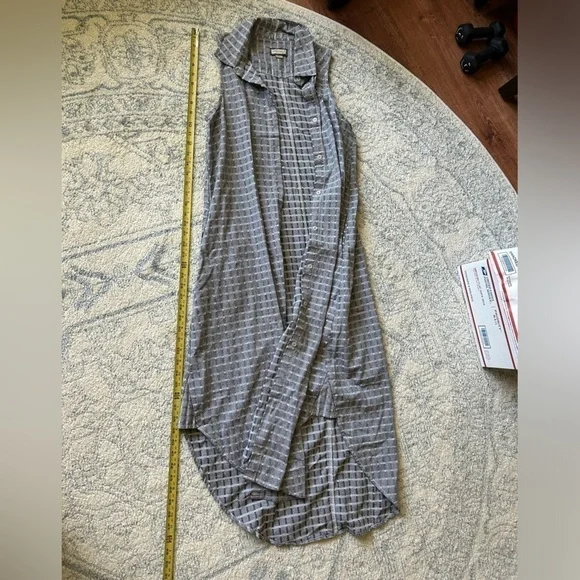 Ethereal Plaid Collared High Low sleeveless button up dress women’s size Large - Picture 12 of 12